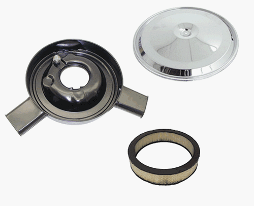1970 - 1972 Nova Air Cleaner Element Filter Kit, Dual Snorkel, Chrome Lid