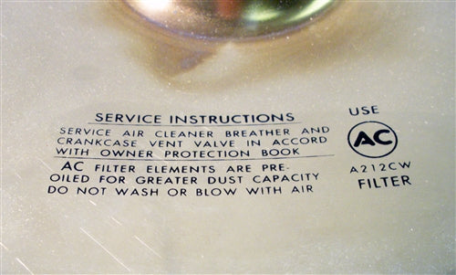1970 - 1972 Factory Correct Chrome Air Cleaner Cover Lid with Silk Screened Service Instructions, Square Design, Angle 2