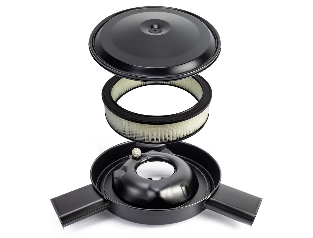 1970 - 1972 Nova Air Cleaner Element Filter Kit, Dual Snorkel, Black Lid