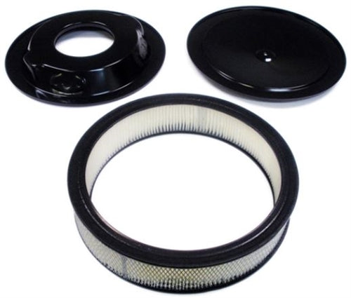 Chevelle or Nova BLACK Air Cleaner Breather Assembly with Drop Base, 14 Inch, Angle 2