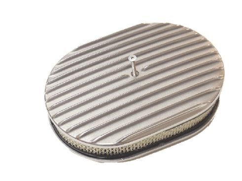Air Cleaner Assembly, 12" Oval Open Element, POLISHED ALUMINIUM FULL FINNED