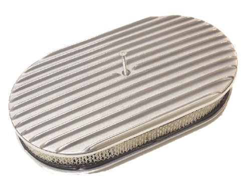 Air Cleaner Assembly, 15" Oval Open Element, POLISHED ALUMINIUM FULL FINNED