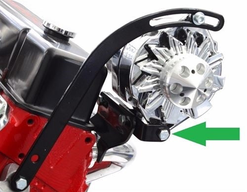 1966 - 1968 Chevelle and Nova Lower Alternator Bracket, Small Block with Headers, Black, Angle 2