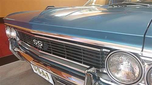 1966 Chevelle Hood Lip Chrome Trim Moulding, Angle 2