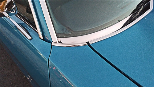 1968 - 1972 Chevelle Front Fender Upper Rear Moldings, Extensions Of Rear Hood Trim, Pair, Angle 2
