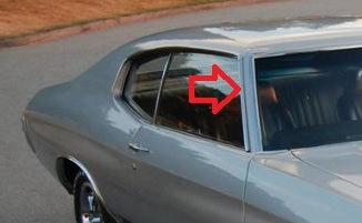 1968 - 1972 Chevelle Roof Drip Pillar Post Chrome Trim Moldings, Pair, Angle 2