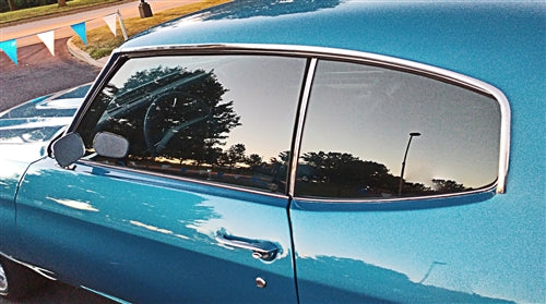 1970 - 1972 Chevelle Roof Drip Rail Chrome Trim Moldings, Set
