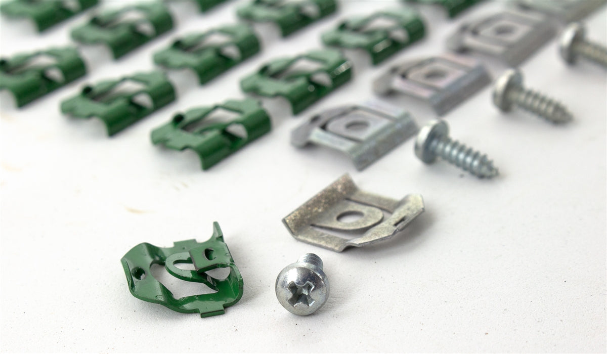 1964 - 1967 Chevelle Windshield Chrome Moulding Clips Set, 32 Pieces, Angle 3