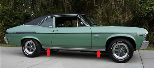 1968 - 1974 Nova Rocker Chrome Panel Molding Set with Hardware
