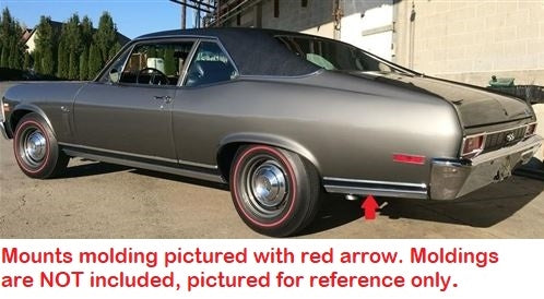 1968 - 1974 Nova Rocker Panel Chrome Molding Extension Mounting Clip Hardware Kit, Angle 2