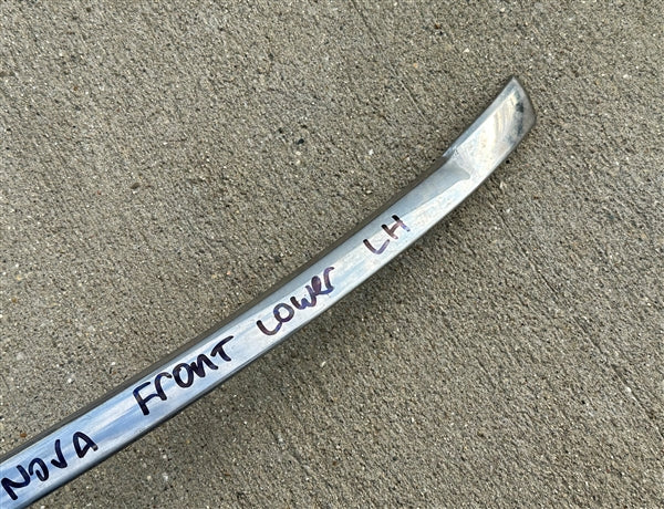 1968 - 1972 Nova Front Windshield Chrome Molding, Lower Left Hand, Used GM, Angle 2