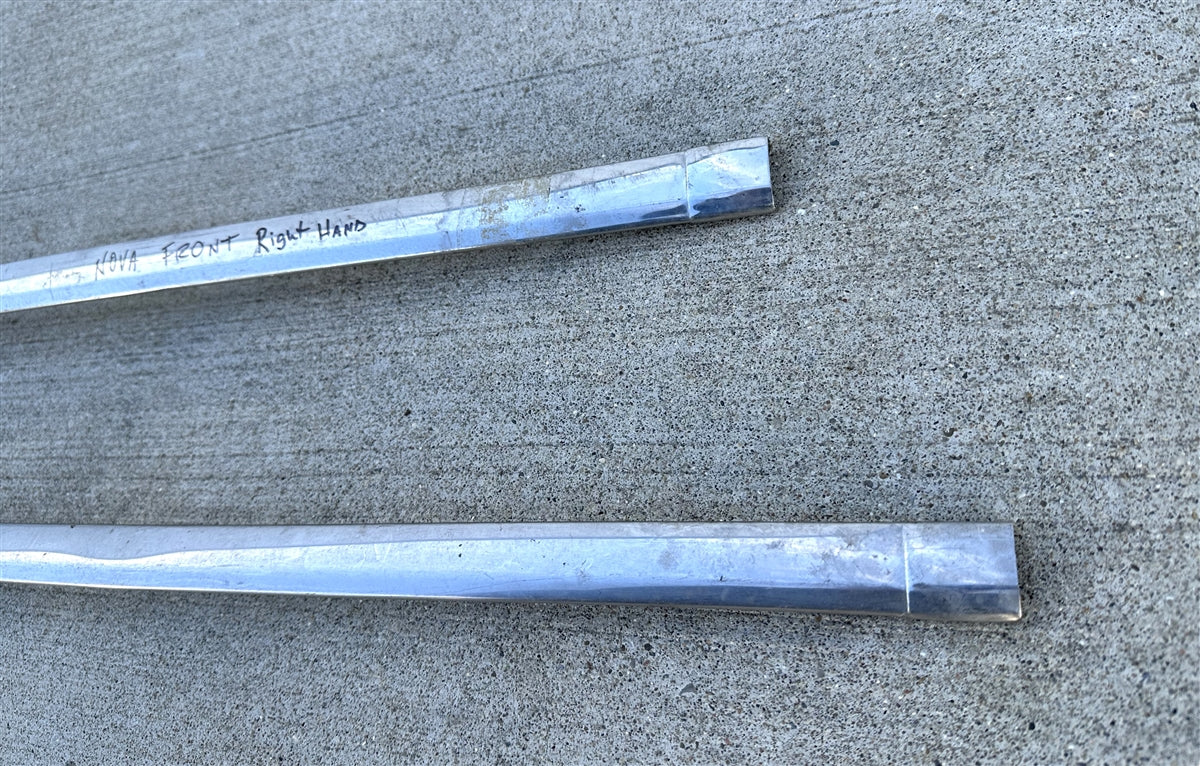 1968 - 1972 Nova Front Windshield Chrome Molding, Upper Right Hand, Used GM, Angle 2