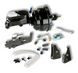 Black Power Brake Booster / Black Master Cylinder / Black Proportioning Valve Kit with Brackets: 8 Inch Dual Diaphragm, DISC / DRUM