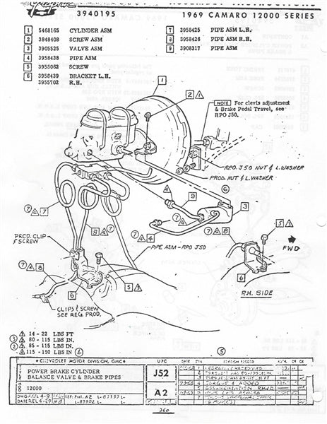 1968 - 1969 Nova Small Brake Line Set for Pro Valve and Master Cylinder, 4 Pieces, Stainless Steel, Angle 3