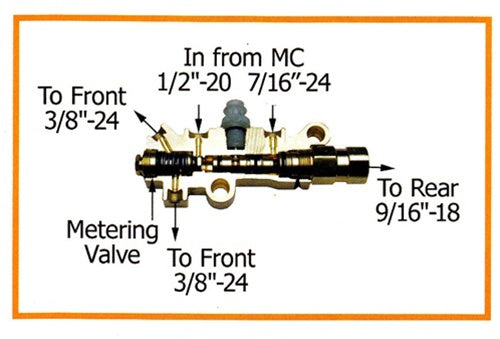 Proportioning Valve and Distribution Splitter Block Combo with Bracket, Disc / Drum, Chrome, Angle 2