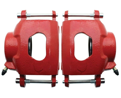 1964 - 1972 Chevelle 4 Wheel Power Disc Brake Conversion Kit, Red Calipers with Drilled and Slotted Rotors, Angle 3