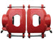 1964 - 1972 Chevelle 4 Wheel Power Disc Brake Conversion Kit, Red Calipers with Drilled and Slotted Rotors, Angle 3