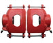 1964 - 1972 Chevelle 4 Wheel Power Disc Brake Conversion Kit, Red Calipers with Drilled and Slotted Rotors, Angle 3