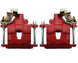 1964 - 1972 Chevelle 4 Wheel Power Disc Brake Conversion Kit, Red Calipers with Drilled and Slotted Rotors, Angle 5