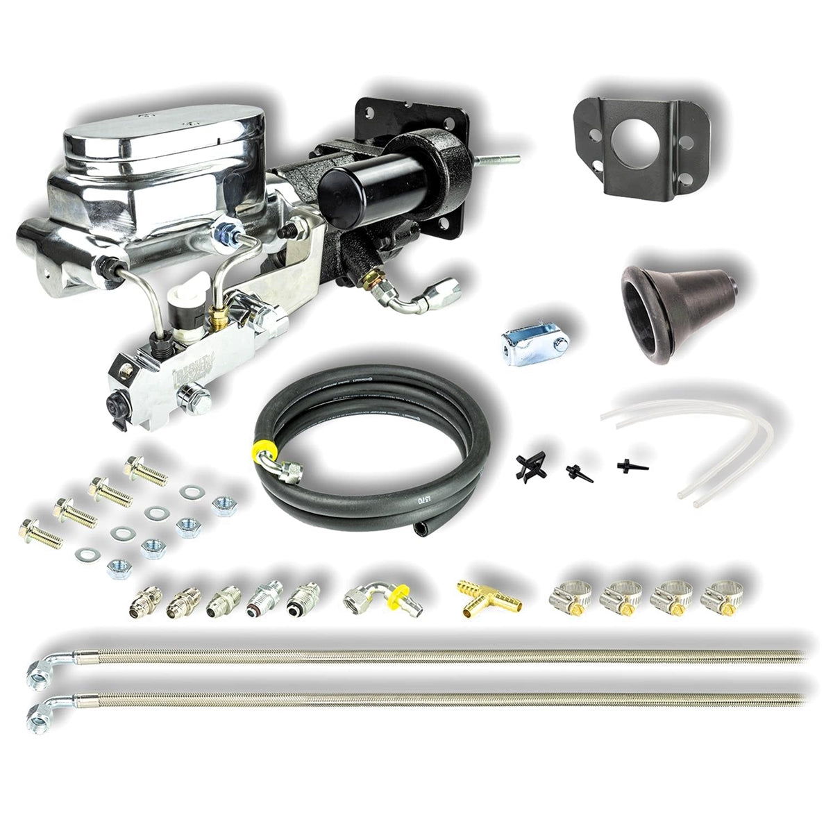 Photo of a 1966 - 1972 Chevelle & Nova Hydraulic Brake Assist Hydro-Boost, Chrome Aluminum Master Cylinder, Combination Valve Kit, Disc / Disc