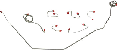 1970 Nova FRONT Brake Lines Set for POWER DISC, 7 Pieces OE Steel