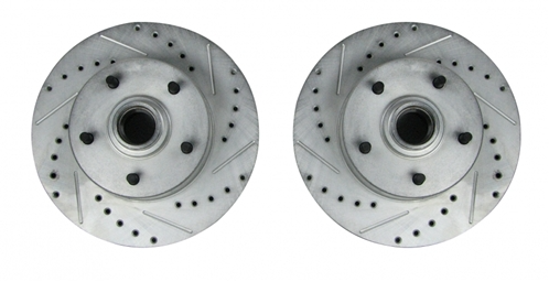 1969 - 1972 Chevelle and Nova Drilled and Slotted Front Disc Brake Rotors, Pair, Angle 2