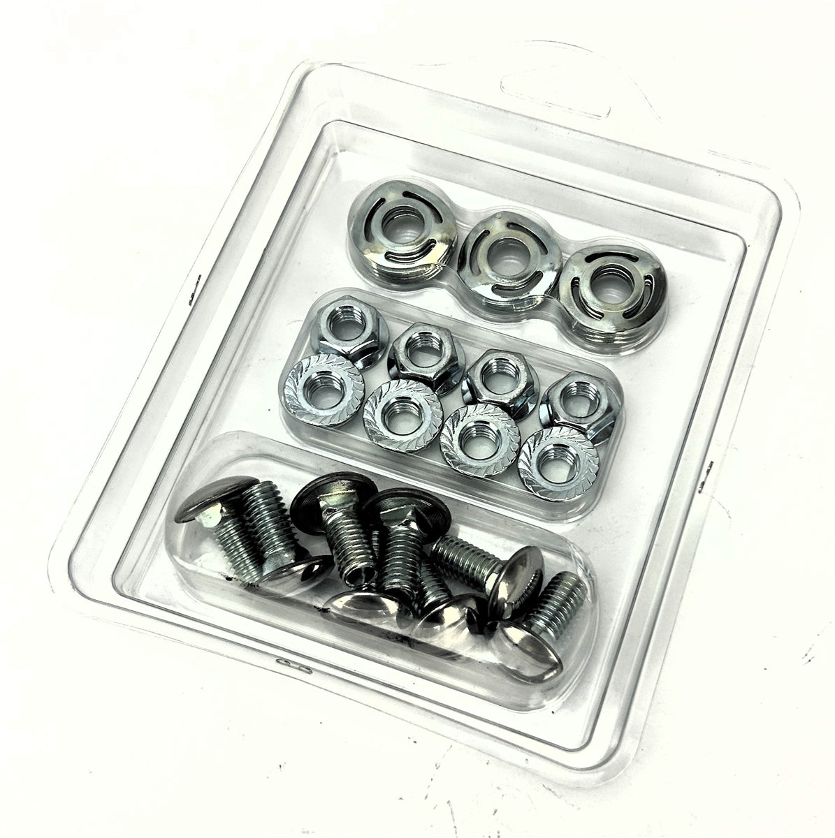 a 1968 - 1972 Nova Front and Rear Chrome Head Carriage Bumper Bolt Set, Large Head Original Style, Angle 2
