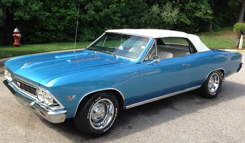 1966 - 1967 Chevelle Convertible Top, White with Plastic Window