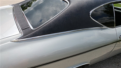 1968 - 1969 Chevelle Vinyl Top Chrome Trim Mouldings, 7 Piece Set, Angle 2