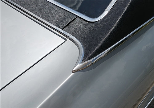 1968 - 1969 Chevelle Vinyl Top Chrome Trim Mouldings, Rear Corner Pieces Only, Pair, Angle 2