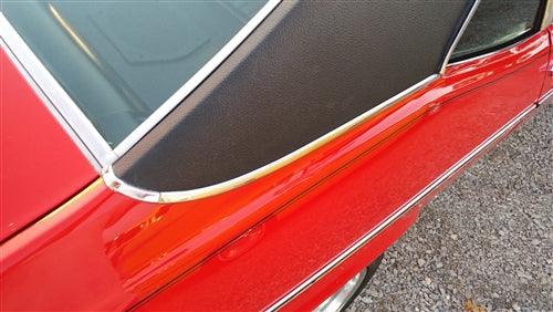 1968 - 1972 Nova Vinyl Top Chrome Trim Moldings Set, Complete 4 Piece Kit, Angle 2