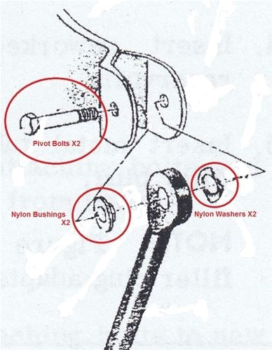 1966 - 1972 Chevelle Convertible Top Pivot Bolts and Bushing Set, Angle 2