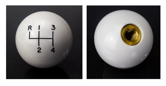 White 4 Speed Shifter Knob Ball for 3/8 Inch Coarse Thread Handles, Angle 2