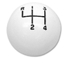 White 4 Speed Shifter Knob Ball for 3/8 Inch Coarse Thread Handles, Angle 3