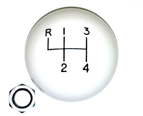 Shifter Knob Ball, White 4 Speed, 3/8 Inch FINE THREAD