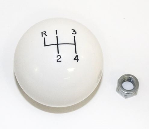 White 4 Speed Shifter Knob Ball, 3/8 Inch Coarse Thread, 2-1/4" Diameter