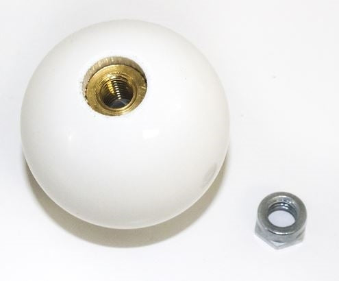 White 4 Speed Shifter Knob Ball, 3/8 Inch Coarse Thread, 2-1/4" Diameter, Angle 2