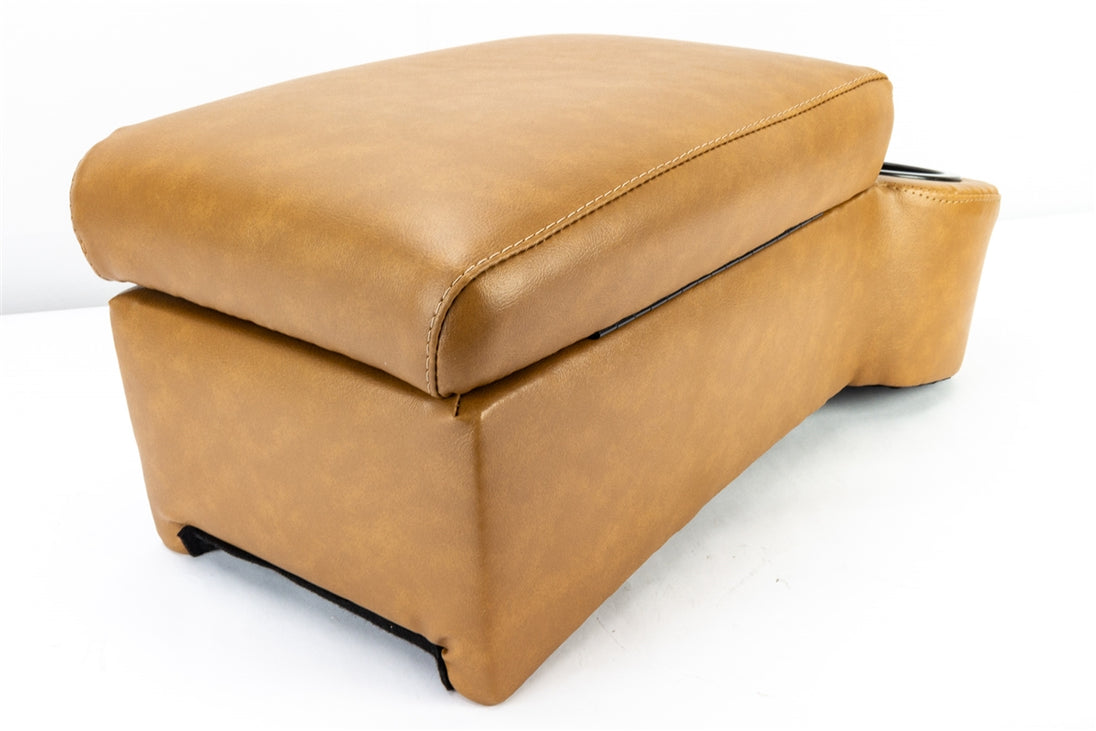 Images of a Nova and Chevelle Universal Custom Bench Seat Center Console with Cup Holders and Padded Arm Rest Door, Angle 4