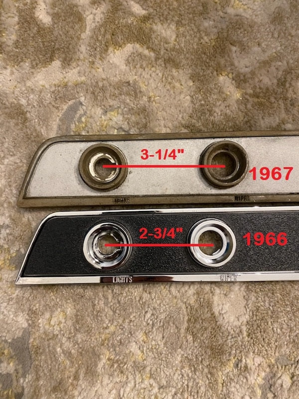 1966 Chevelle Dash Upper Ignition Trim Strip, Angle 3