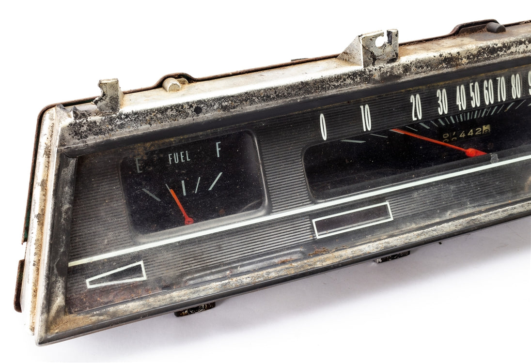 1967 Chevelle Dash Gauge Cluster Housing Assembly, Floor Shift, Original GM Used, Angle 3