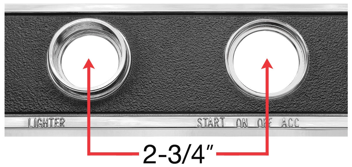 a 1967 Chevelle Upper Dash Ignition Strip Trim Panel, Angle 5