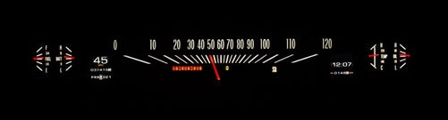 1966 - 1967 Chevelle Dash Instrument Cluster Gauges Set, RTX : Speedometer, Tachometer, Oil Pressure, Water Temp, Angle 3
