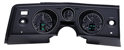 1969 Chevelle Dash Instrument Cluster Gauges Set, HDX : Speedometer, Tachometer, Oil Pressure, Water Temp, Voltmet, Angle 2