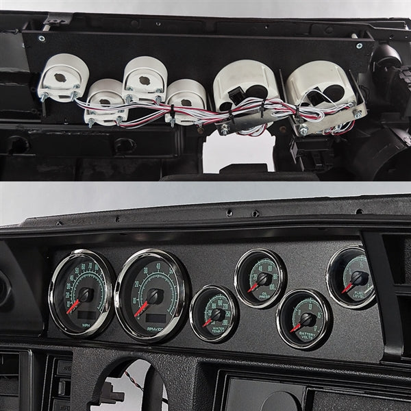 1970 - 1972 Chevelle Malibu Sweep 69 Series Dash Instrument Cluster Gauges Set, Speedometer, Tachometer, Oil Press, Angle 2