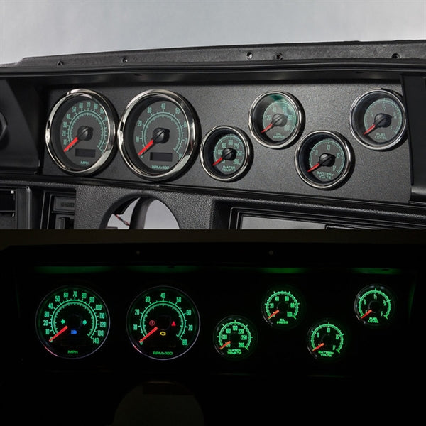 1970 - 1972 Chevelle Malibu Sweep 69 Series Dash Instrument Cluster Gauges Set, Speedometer, Tachometer, Oil Press, Angle 4