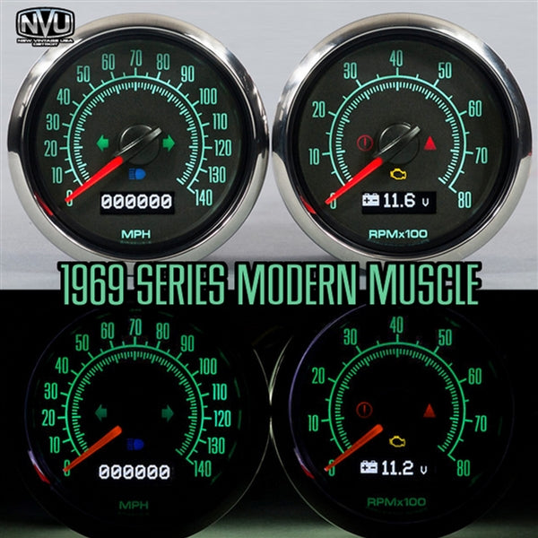 1970 - 1972 Chevelle Malibu Sweep 69 Series Dash Instrument Cluster Gauges Set, Speedometer, Tachometer, Oil Press, Angle 5