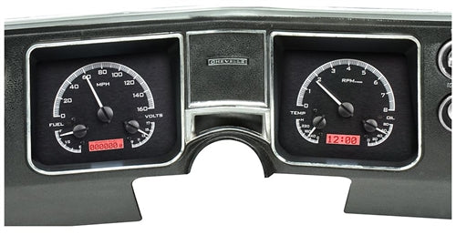 68 Chevelle Dash Instrument Cluster Gauges Set, VHX : Speedometer, Tachometer, Oil Pressure, Water Temp, Voltmeter, Angle 3