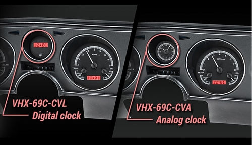 69 Chevelle Dash Instrument Cluster Gauges Set, VHX : Speedometer, Tachometer, Oil Pressure, Water Temp, Voltmeter, Angle 3