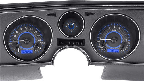 69 Chevelle Dash Instrument Cluster Gauges Set, VHX : Speedometer, Tachometer, Oil Pressure, Water Temp, Voltmeter, Angle 8
