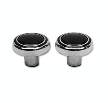 1969 - 1970 Chevelle and Nova Radio Knobs Set, Volume and Tuner, Black and Chrome, Pair